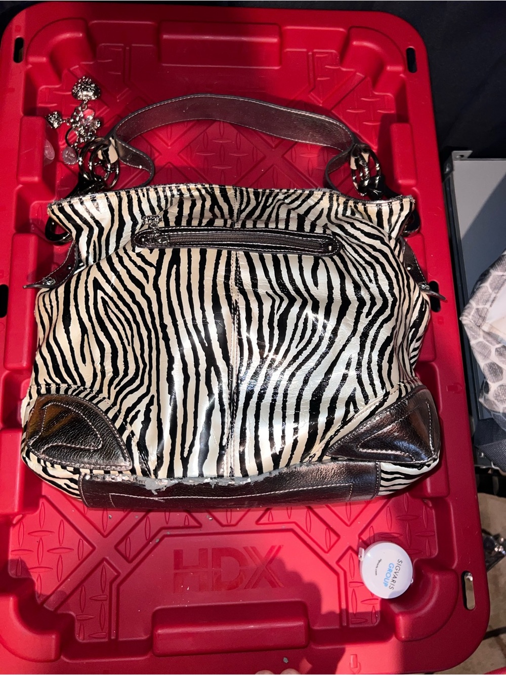 Kathy Van Zeeland Zebra-Print Shoulder Bag - Black & White